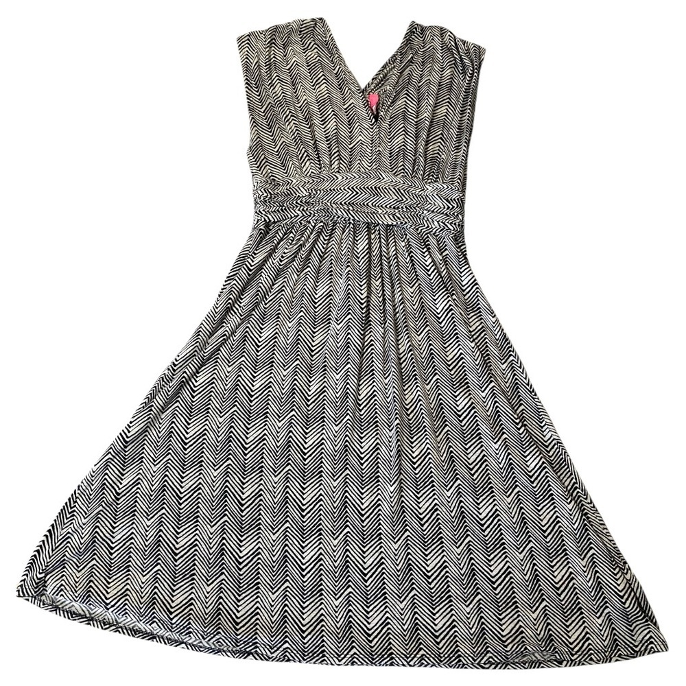 Tracy Reese Fit & Flare Dress Gray Black M Sleeveless Stretchy Twee Minimalist
